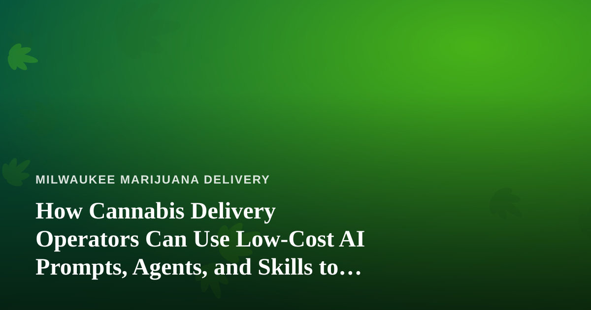 How Cannabis Delivery Operators Can Use Low-Cost AI Prompts, Agents, and Skills to Run a Tighter Business
