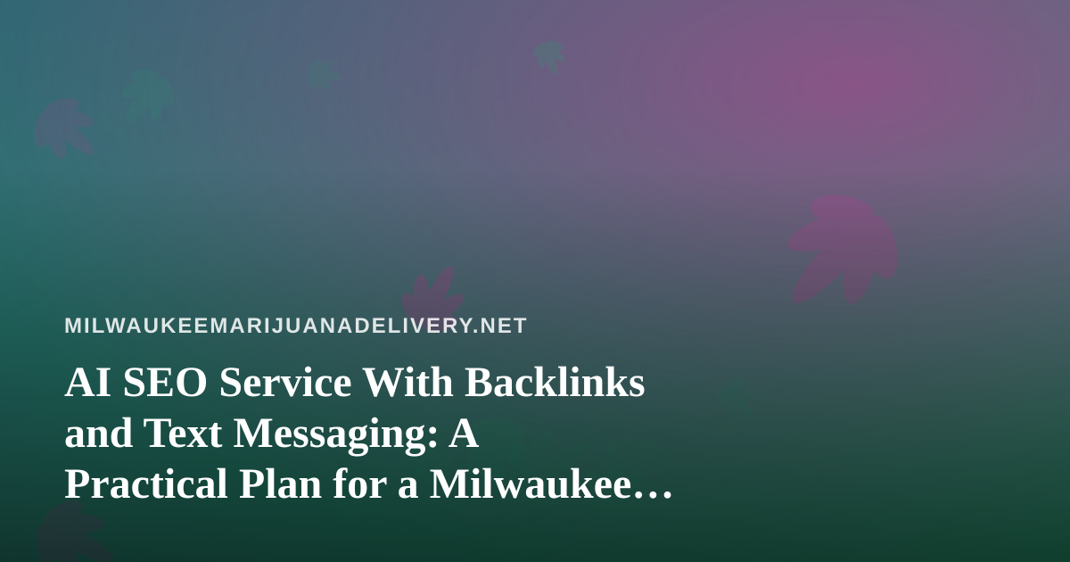 AI SEO Service With Backlinks and Text Messaging: A Practical Plan for a Milwaukee Cannabis Delivery Brand