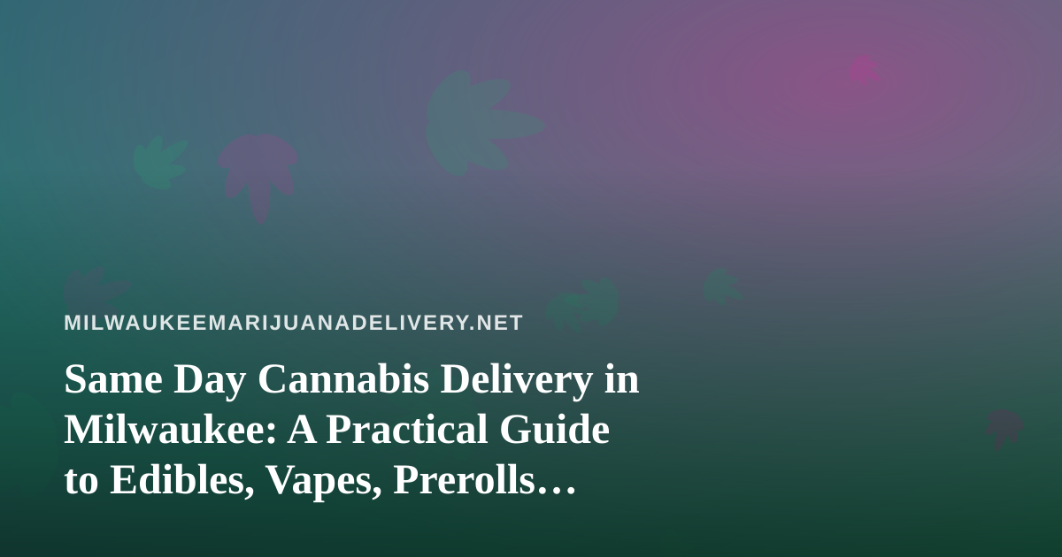 Same Day Cannabis Delivery in Milwaukee: A Practical Guide to Edibles, Vapes, Prerolls, Flower, and Concentrates
